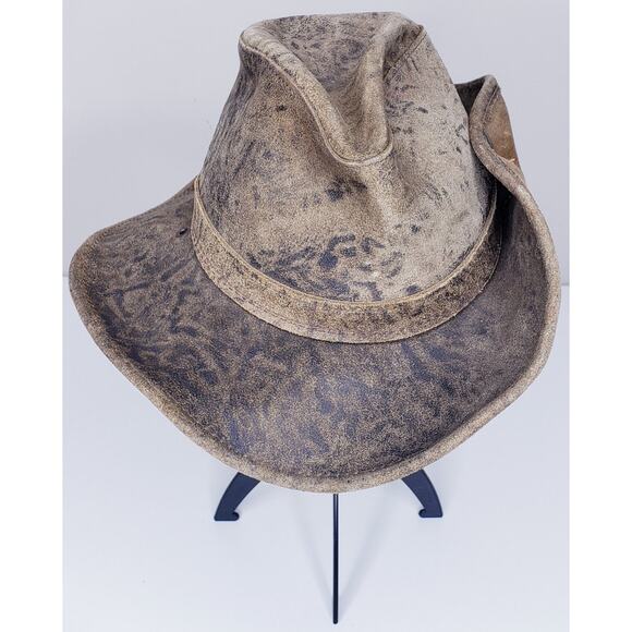 Vintage Henschel Coyote Leather Outback Style Hat w/ Band Men's Size Medium - Picture 2 of 13